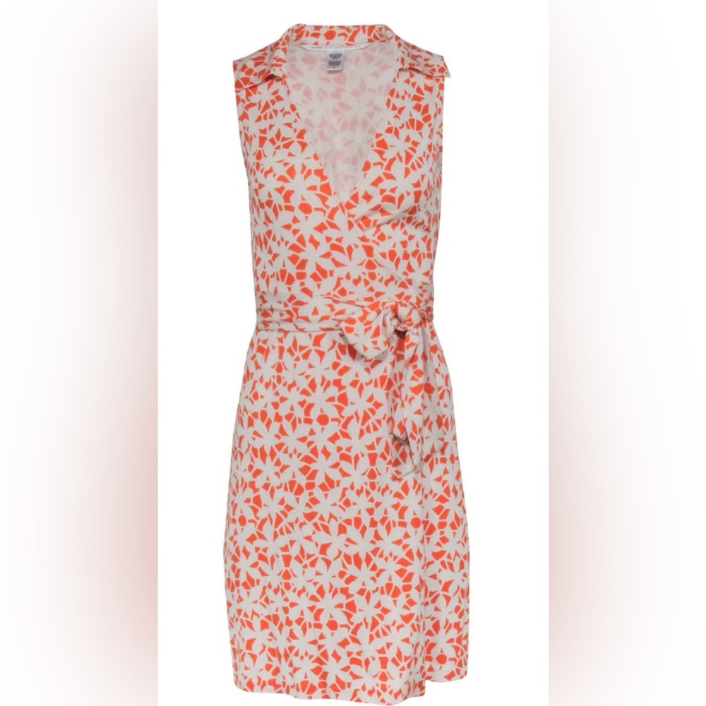 Orange floral print Diane Von Furstenberg wrap dress